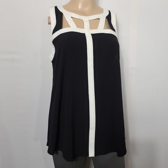 Candies Black and White Tank Top Blouse - Picture 3 of 11